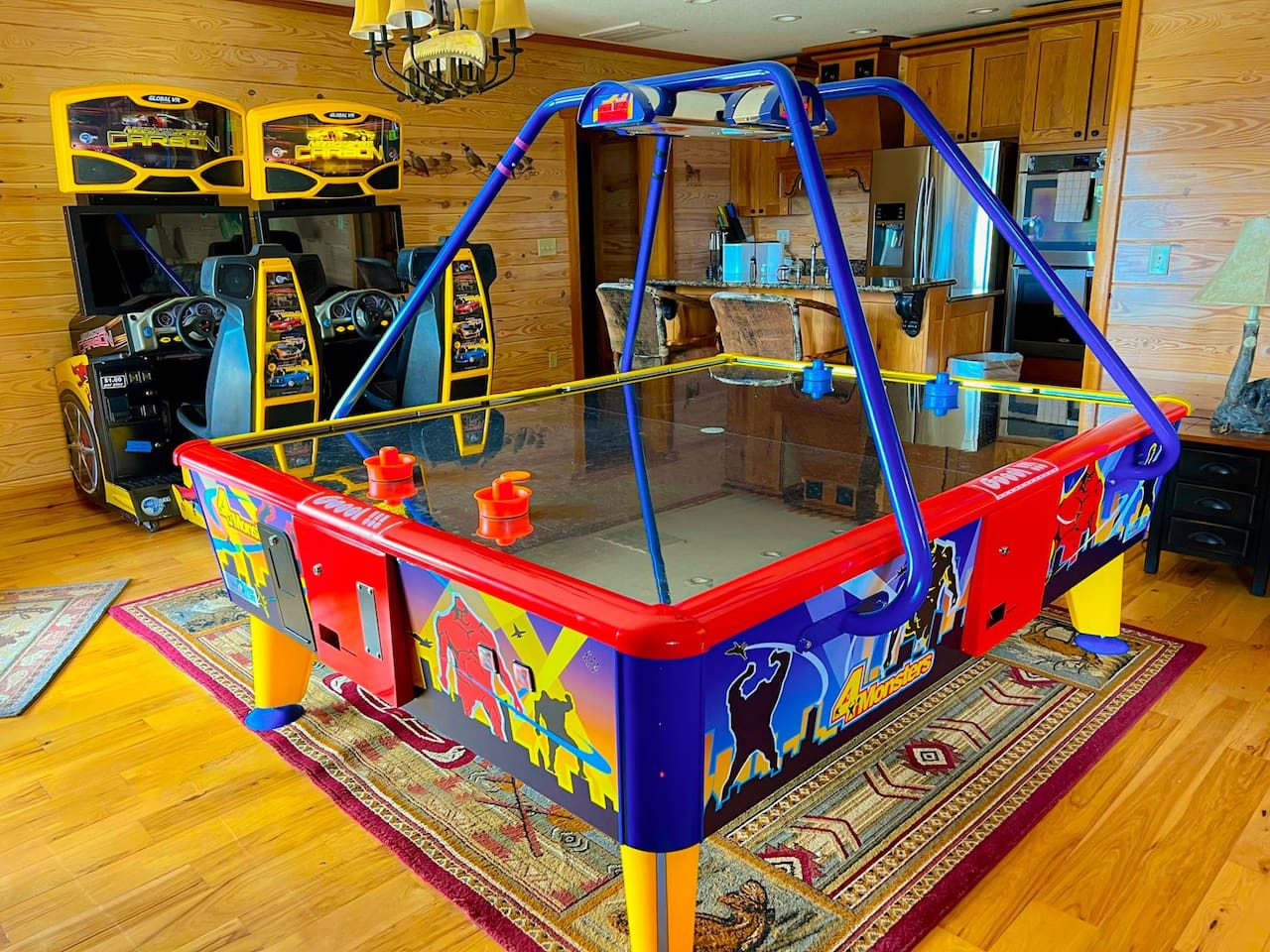Air hockey for four! Slap the puck, shout the score and settle family bragging rights in a roaring game.