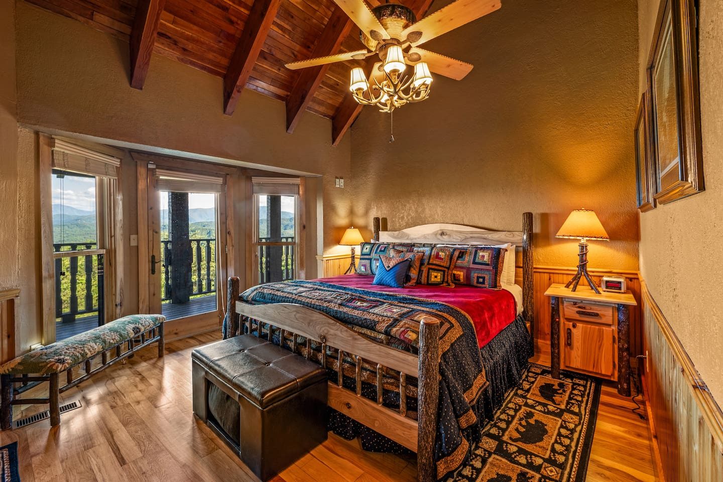 Wake to a mountain panorama from the king bed, with balcony doors just steps away. Coffee on the deck is yours, and so is the view.